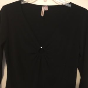 SUSAN LAWRENCE MID-LENGTH SLEEVE BLACK TOP